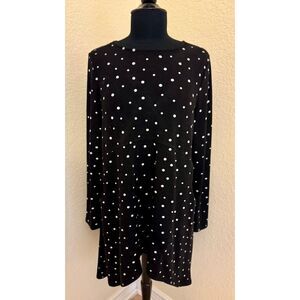 Chico's b&w Polka Dot Hi-Low Tunic Top - Sz 1 (8M)